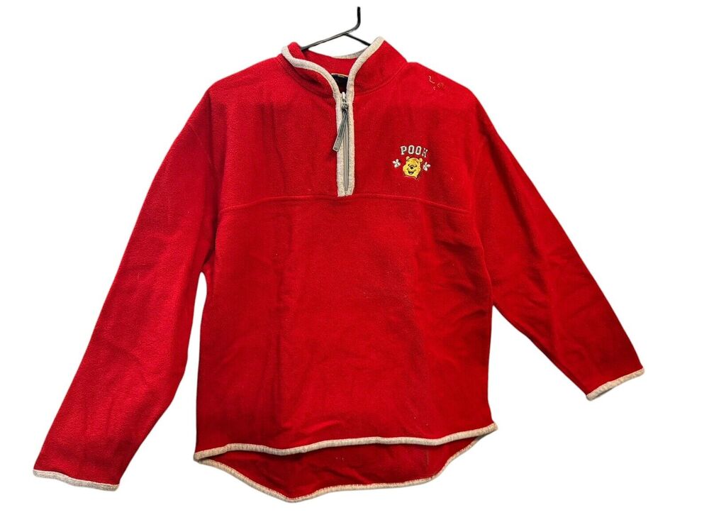 Disney Winnie The Pooh 100 Acre Collection Vintage 1/4 Zip Red Sweatshirt Medium